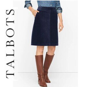 Talbots Navy Blue Skirt Corduroy Size 8P
